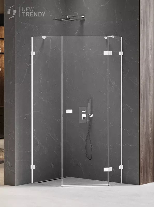 New Trendy Avexa White Kabina Pięciokątna Asymetryczna P 100x80x200 Czyste 6mm Active Shield (EXK-3872)